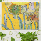 Daffodil Floral Spring Waterverf Yellow T Theedoek (Gevouwen)