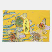 Daffodil Floral Spring Waterverf Yellow T Theedoek (Horizontaal)