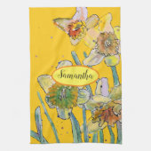 Daffodil Floral Spring Waterverf Yellow T Theedoek (Verticaal)