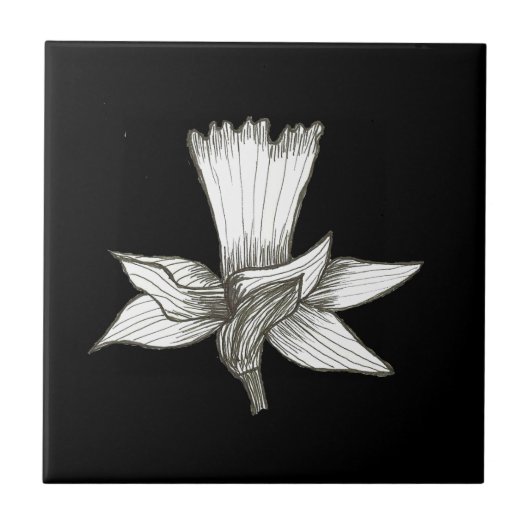 Daffodil Floral Tile Tegeltje (Voorkant)