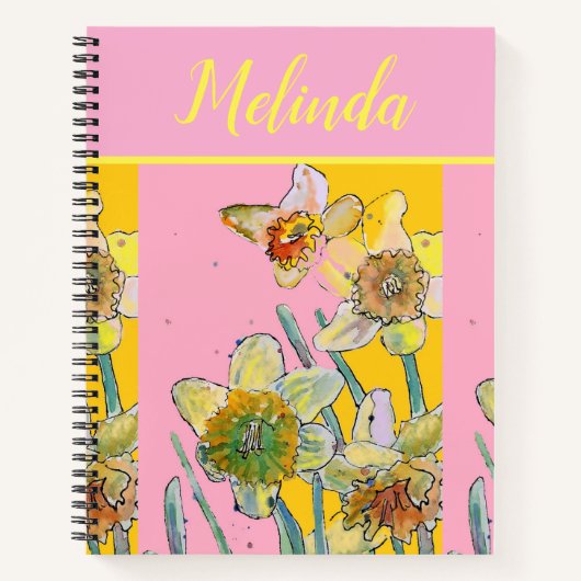 Daffodil Floral Waterverf Notitieboek Journal (Voorkant)