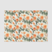 Daffodil Floral White Peach Pattern Tissuepapier (Voorkant)
