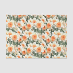 Daffodil Floral White Peach Pattern Tissuepapier