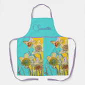 Daffodil Floral Yellow Turquoise Flower Pattern Schort (Voorkant)