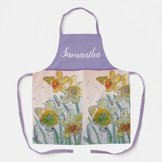 Daffodil Floral Yellow Viola Spring Flower Pattern Schort (Voorkant)