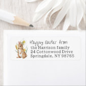 Daffodil Flower Bunny Rabbit Easter Waterverf Etiket (Insitu)