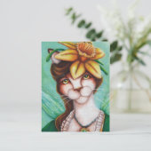 Daffodil Flower Fairy Cat Art-kaart Briefkaart (Staand voorkant)