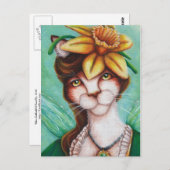 Daffodil Flower Fairy Cat Art-kaart Briefkaart (Voorkant / Achterkant)