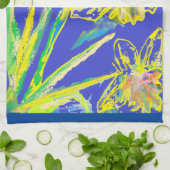 Daffodil Flower Floral Spring Waterverf Blue Tea Theedoek (Gevouwen)