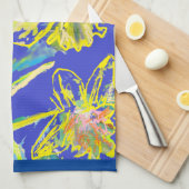 Daffodil Flower Floral Spring Waterverf Blue Tea Theedoek (Quarter Fold)