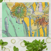 Daffodil Flower Floral Spring Waterverf Mint Theedoek (Gevouwen)