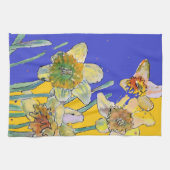 Daffodil Flower Floral Spring Waterverf Navy Theedoek (Horizontaal)