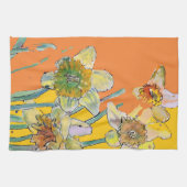 Daffodil Flower Floral Spring Waterverf Oranje Theedoek (Horizontaal)