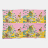 Daffodil Flower Floral Spring Waterverf Pink Tea Theedoek (Horizontaal)