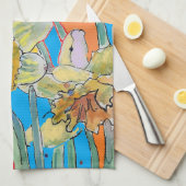 Daffodil Flower Floral Spring Waterverf Red Theedoek (Quarter Fold)