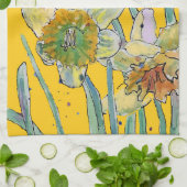 Daffodil Flower Floral Spring Waterverf Yellow Theedoek (Gevouwen)