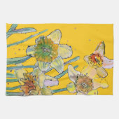 Daffodil Flower Floral Spring Waterverf Yellow Theedoek (Horizontaal)