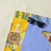 Daffodil Flower Floral Waterverf Lavender Yellow Strandlaken (In situ)