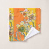 Daffodil Flower Floral Waterverf Oranje Bad Handdoek (Wasdoekje)