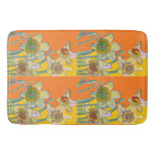 Daffodil Flower Floral Waterverf Oranje Badmat (Voorkant)
