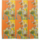 Daffodil Flower Floral Waterverf Oranje Douchegordijn (Voorkant)