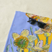 Daffodil Flower Floral Waterverf Paars Lila Strandlaken (In situ)