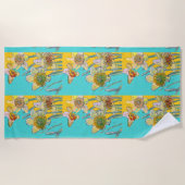 Daffodil Flower Floral Waterverf Turquoise Strandlaken (Voorkant)