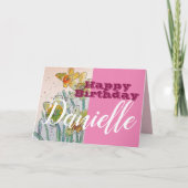 Daffodil Flower Happy Birthday Womans Name Card Kaart (Voorkant)