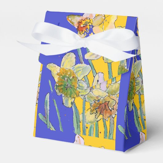 Daffodil Flower Painting floral Birthday Navy Blue Bedankdoosjes (Voorkant Zijde)