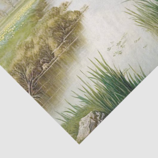 Daffodil Flower Rabbit Stream Spring-ontkoppeling Tissuepapier (Detail)