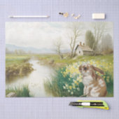 Daffodil Flower Rabbit Stream Spring-ontkoppeling Tissuepapier (Craft)