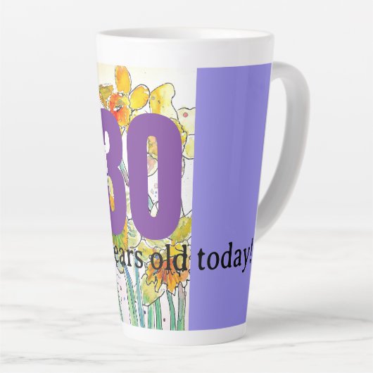 Daffodil Flower Waterverf Verjaardag 30 jaar Latte Mok (Rechterhoek)