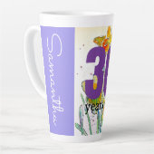 Daffodil Flower Waterverf Verjaardag 30 jaar Latte Mok (Linkerhoek)