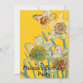 Daffodil Flowers Birthday Childs Girls Uitnodiging (Voorkant)