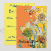 Daffodil Flowers Birthday Childs Girls Uitnodiging (Voorkant / Achterkant)