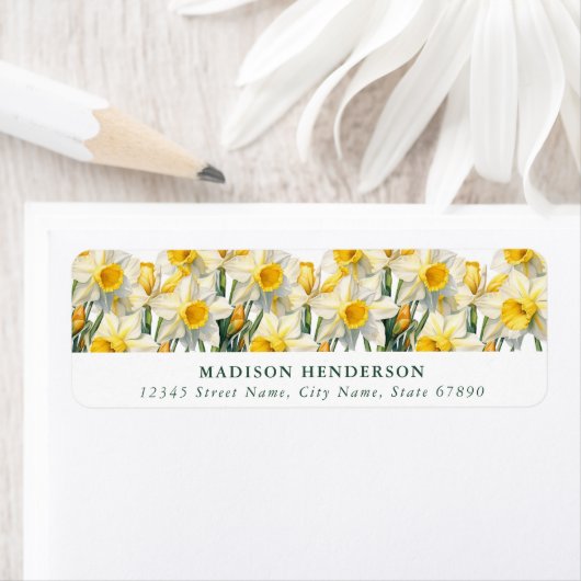 Daffodil Flowers Retour Adres Label (Insitu)