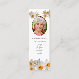 Daffodil Funeral Mini Bookmark Prayer Card Visitekaartje