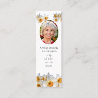 Daffodil Funeral Mini Bookmark Prayer Card Visitekaartje