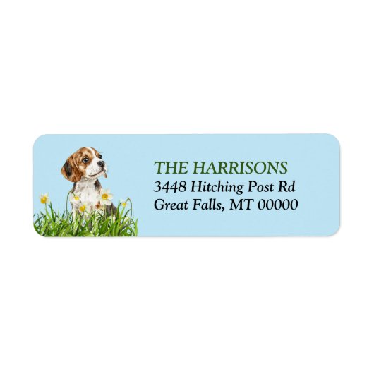 Daffodil Garden Beagle Dog Puppy Etiket (Voorkant)
