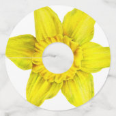 Daffodil geel bloemetjes bruiloft wijnglas label (Voorkant)