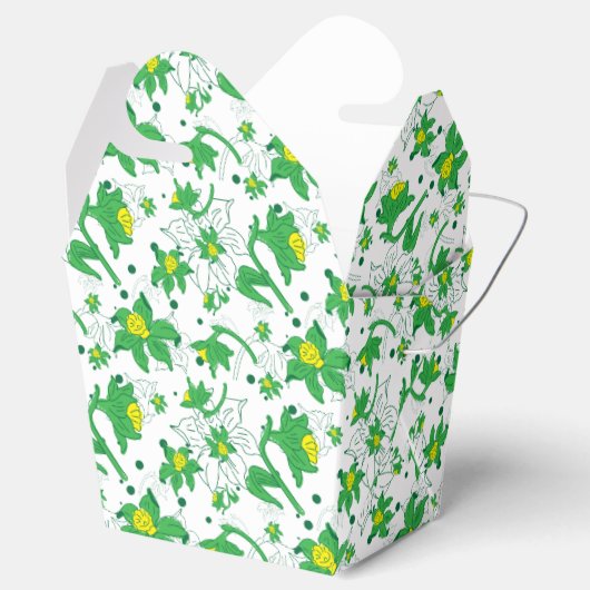 Daffodil Geel Botanisch Illustratiepatroon Bedankdoosjes (Geopend)