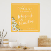  daffodil-geel en White Daisies Wedding Poster (Keuken)