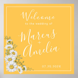  daffodil-geel en White Daisies Wedding Poster