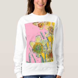 Daffodil Gele daffodis florale Waterverf Bloem Trui