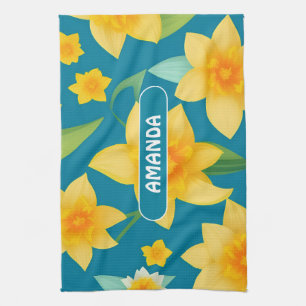 Daffodil geometrisch kleurrijk gepersonaliseerd pa theedoek