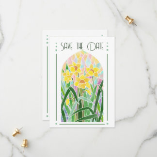 Daffodil Glas in lood Save The Date Kaart