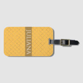  Daffodil Gold Quatrefoil op maat gemaakt Bagagelabel (Voorkant (horizontaal))