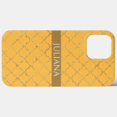 Daffodil Gold Quatrefoil op maat gemaakt Case-Mate iPhone Case (Achterkant (horizontaal))