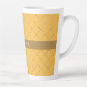 Daffodil Gold Quatrefoil op maat gemaakt Latte Mok (Rechts)