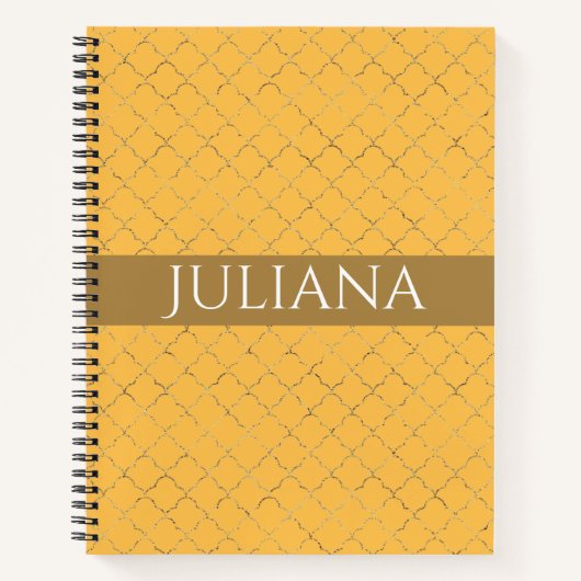 Daffodil Gold Quatrefoil op maat gemaakt Notitieboek (Voorkant)